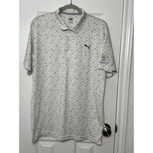 Puma MATTR Beach Trip Polo Golf Shirt Bright White Quiet Shade Men's Medium